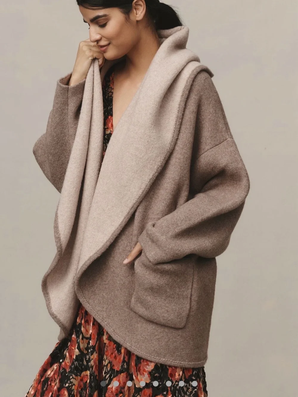Anthropologie Cozy Two-Tone Wrap Vest in Taupe - Picture 7 of 8